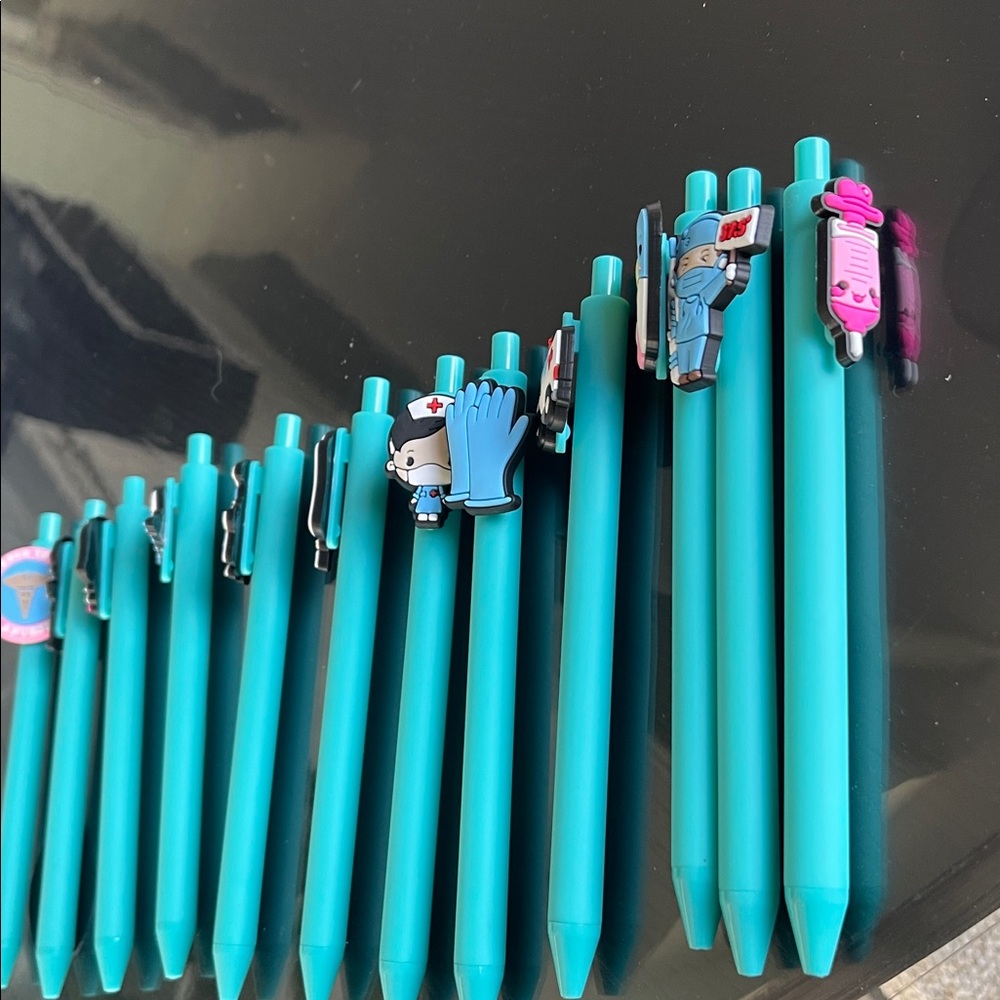2 Teal Pens with Nurse-Themed Toppers, doctors, ambulance - buyers choice - Picture 3 of 3